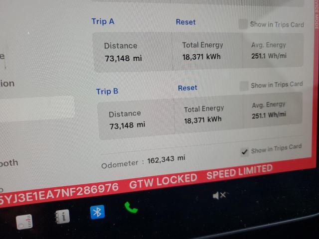 5YJ3E1EA7NF286976 - 2022 TESLA MODEL 3 BLACK photo 9