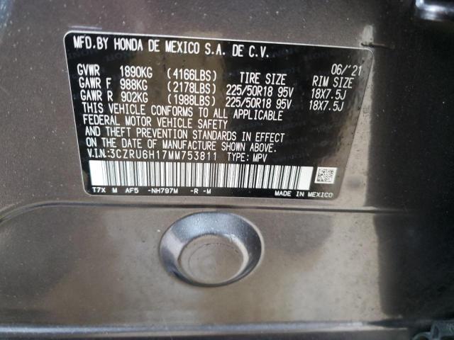 3CZRU6H17MM753811 - 2021 HONDA HR-V SPORT GRAY photo 13