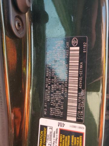 4T4BF3EK6BR153126 - 2011 TOYOTA CAMRY BASE GREEN photo 12