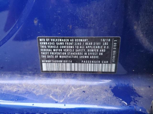 WVWWF7AU5HW109114 - 2017 VOLKSWAGEN GOLF R ლურჯი ფოტო 12