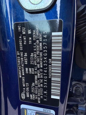 5XXGT4L35KG357145 - 2019 KIA OPTIMA LX BLUE photo 10