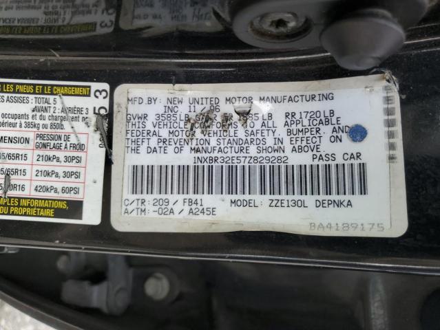 1NXBR32E57Z829282 - 2007 TOYOTA COROLLA CE 黑色 照片 12