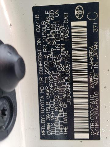 JTDKARFU8J3057129 - 2018 TOYOTA PRIUS Beyaz fotoğraf 13