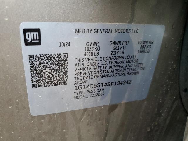 1G1ZD5ST4SF134342 - 2025 CHEVROLET MALIBU LT TAN photo 12