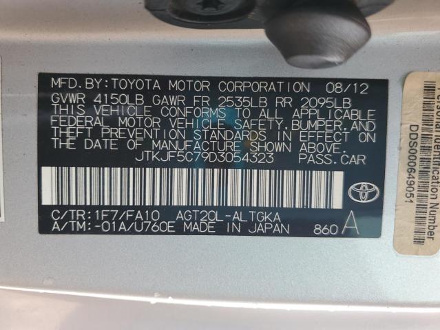 JTKJF5C79D3054323 - 2013 TOYOTA SCION TC 银色 照片 12