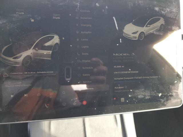 5YJ3E1EB1NF259099 - 2022 TESLA MODEL 3 თეთრი ფოტო 9