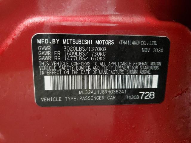 ML32AUHJ8RH036241 - 2024 MITSUBISHI MIRAGE ES RED photo 13