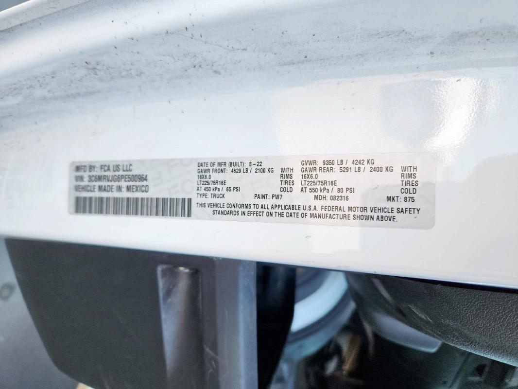 3C6MRVJG6PE500964 - 2023 RAM PROMASTER 3500 HIGH 白色 照片 14