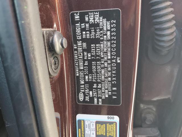 5XYKUDA20CG223352 - 2012 KIA SORENTO EX PURPLE photo 14