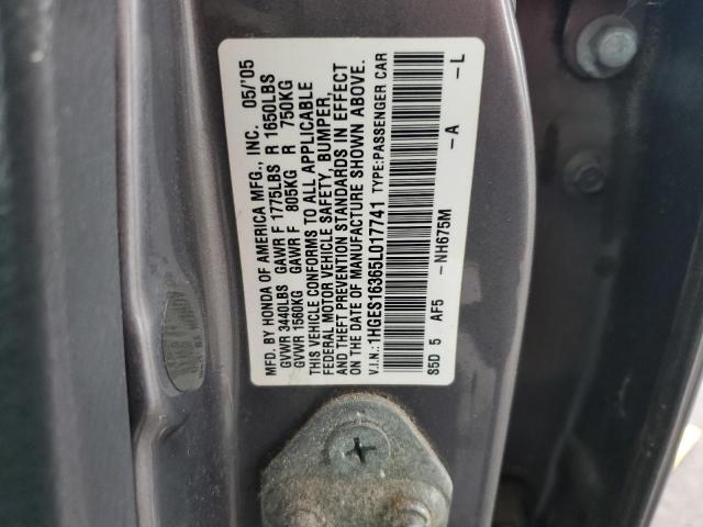 1HGES16365L017741 - 2005 HONDA CIVIC DX VP 灰色 照片 12