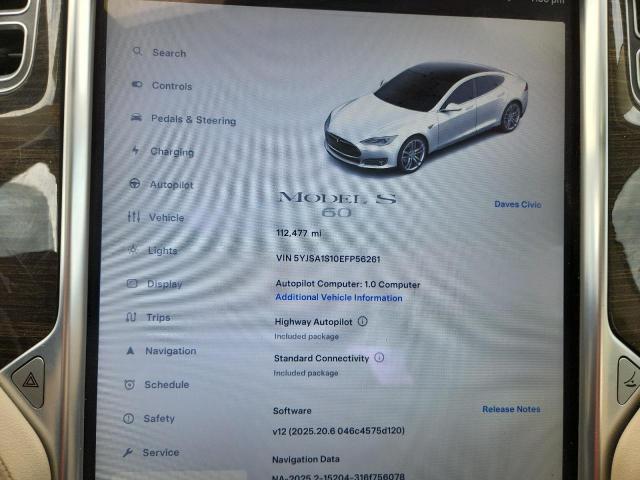 5YJSA1S10EFP56261 - 2014 TESLA MODEL S 白色 照片 9