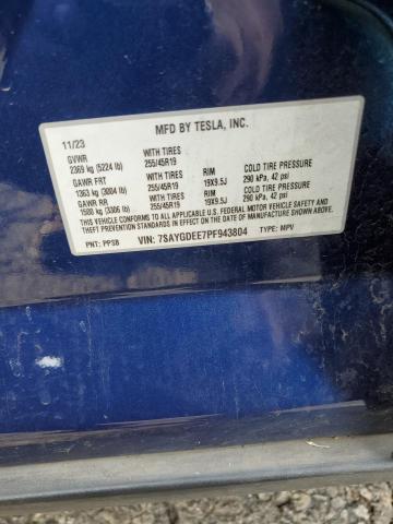 7SAYGDEE7PF943804 - 2023 TESLA MODEL Y BLUE photo 12