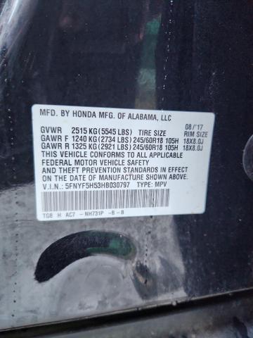 5FNYF5H53HB030797 - 2017 HONDA PILOT EXL 黑色 照片 13