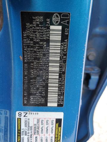2T1KR32E47C635134 - 2007 TOYOTA COROLLA MA XR BLUE photo 12