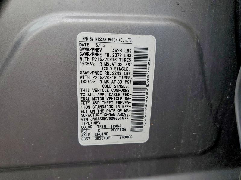 JN8AS5MV9DW651877 - 2013 NISSAN ROGUE S Gümüş foto 13