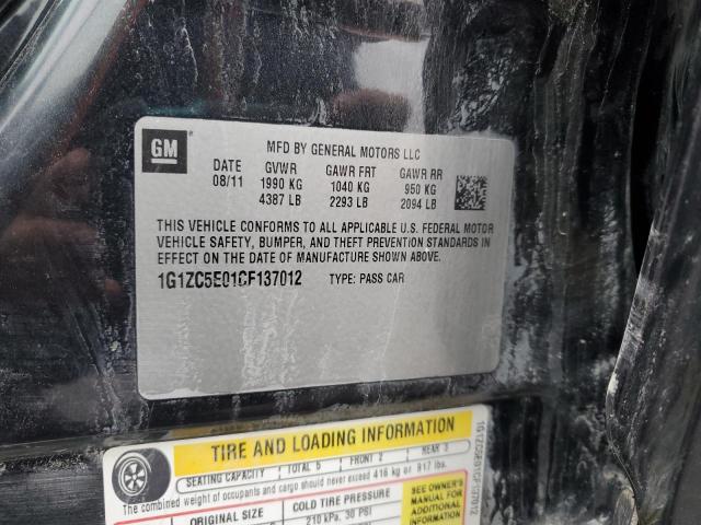 1G1ZC5E01CF137012 - 2012 CHEVROLET MALIBU 1LT BLACK photo 12