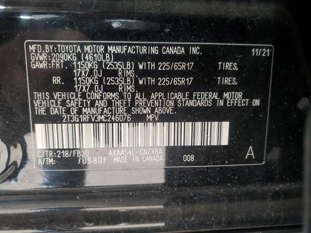 2T3G1RFV3MC246076 - 2021 TOYOTA RAV4 LE BLACK photo 13