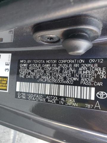 JTKJF5C79D3056802 - 2013 TOYOTA SCION TC GRAY photo 12