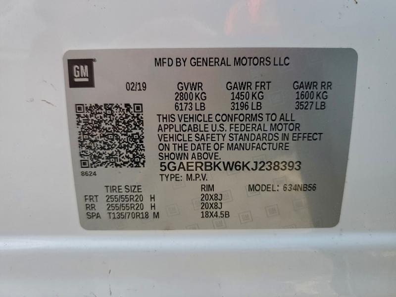 5GAERBKW6KJ238393 - 2019 BUICK ENCLAVE ESSENCE Սպիտակ լուսանկար 14