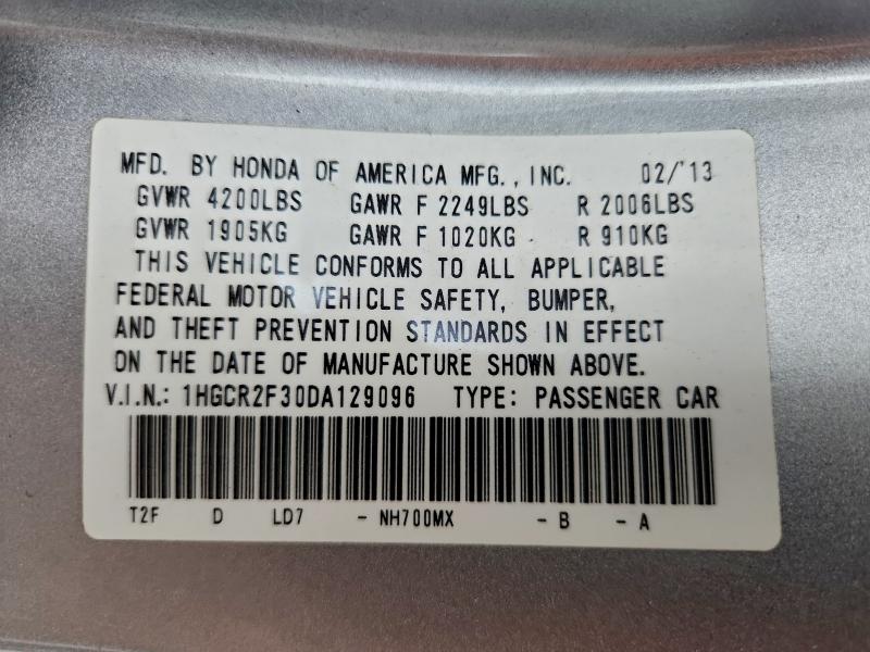 1HGCR2F30DA129096 - 2013 HONDA ACCORD LX 银色 照片 12