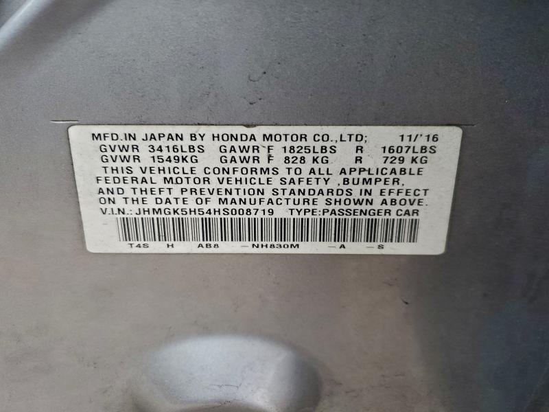 JHMGK5H54HS008719 - 2017 HONDA FIT LX Gümüş fotoğraf 14