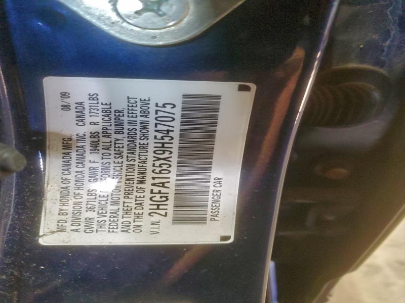 2HGFA165X9H547075 - 2009 HONDA CIVIC LX أزرق صورة 12