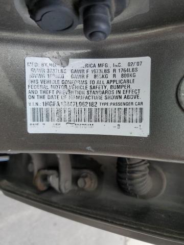 1HGFA16847L062182 - 2007 HONDA CIVIC EX GOLD photo 12