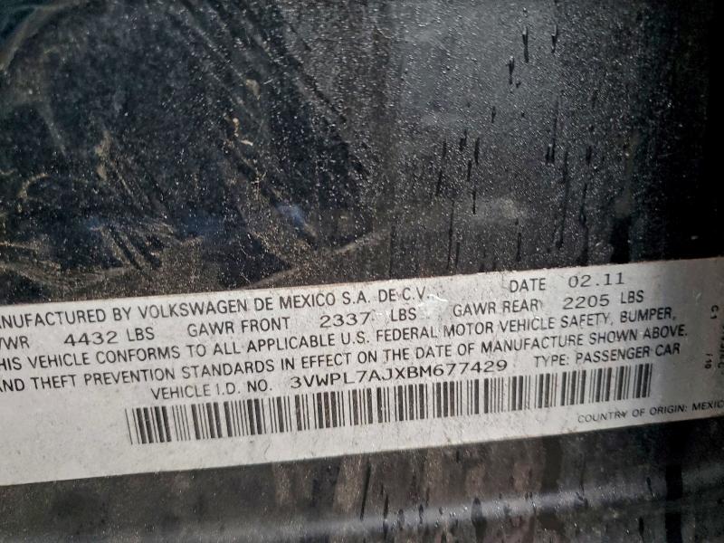 3VWPL7AJXBM677429 - 2011 VOLKSWAGEN JETTA TDI BLACK photo 12