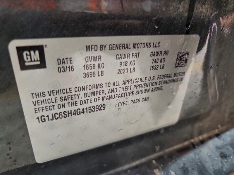 1G1JC6SH4G4153929 - 2016 CHEVROLET SONIC LT 灰色 照片 12