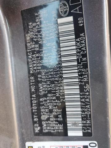 2T1BR32E35C338403 - 2005 TOYOTA COROLLA CE GRAY photo 13