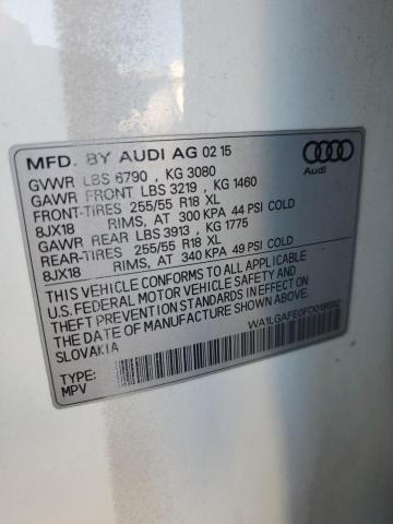 WA1LGAFE0FD018592 - 2015 AUDI Q7 PREMIUM PLUS WHITE photo 13