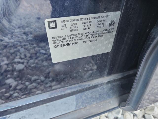 2G1105SA3H9174971 - 2017 CHEVROLET IMPALA LT ლურჯი ფოტო 12