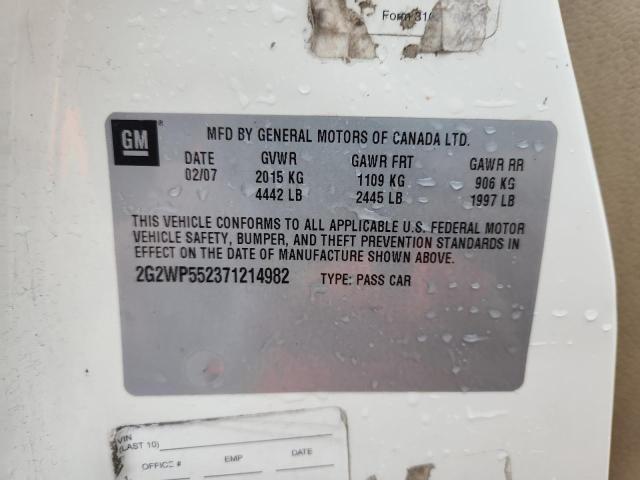 2G2WP552371214982 - 2007 PONTIAC GRAND PRIX Blanco foto 13