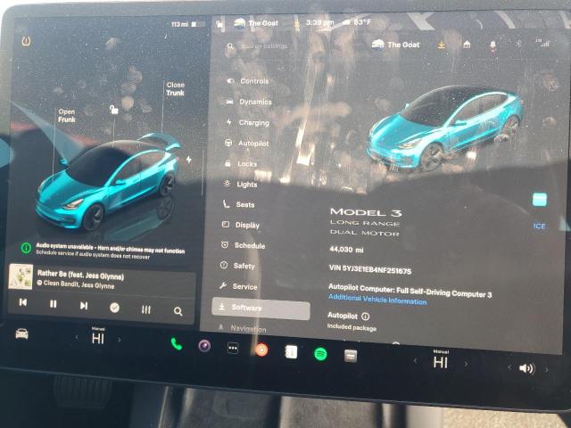 5YJ3E1EB4NF251675 - 2022 TESLA MODEL 3 灰色 照片 9