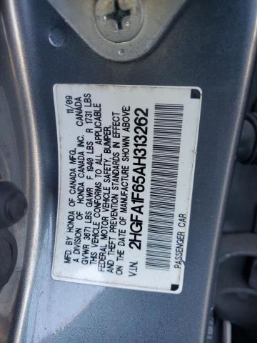 2HGFA1F65AH313262 - 2010 HONDA CIVIC LX-S GRAY photo 12
