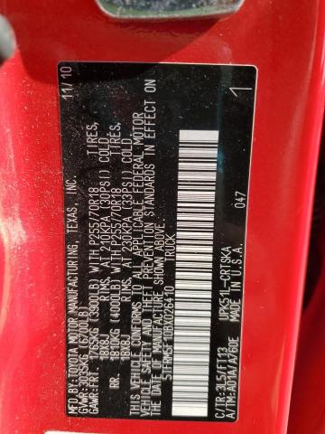 5TFRM5F10BX026410 - 2011 TOYOTA TUNDRA DOUBLE CAB SR5 RED photo 12