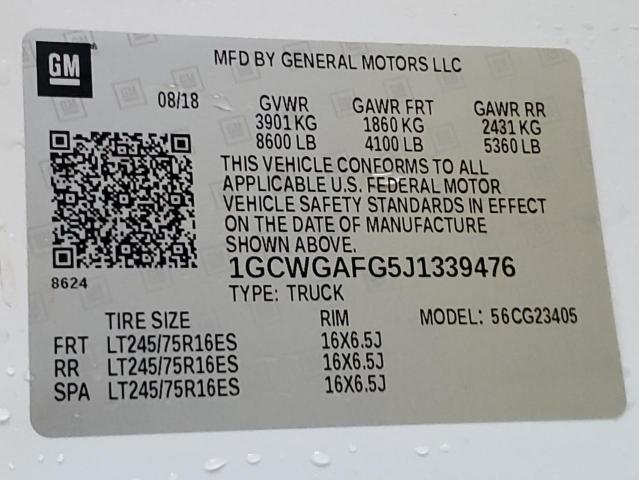 1GCWGAFG5J1339476 - 2018 CHEVROLET EXPRESS G2 白色 照片 13