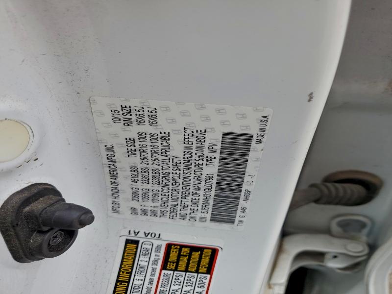 5J6RM4H31GL007981 - 2016 HONDA CR-V LX WHITE photo 13