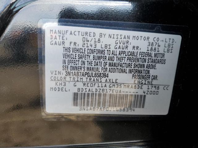 3N1AB7AP0JL658394 - 2018 NISSAN SENTRA S Siyah fotoğraf 12