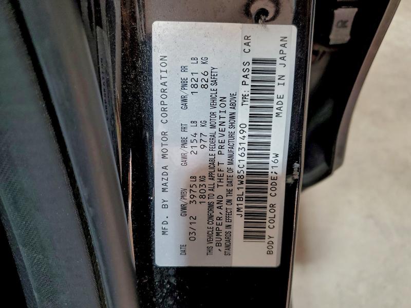 JM1BL1W85C1631490 - 2012 MAZDA 3 I BLACK photo 12