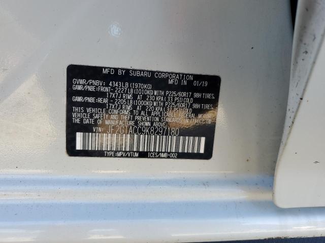 JF2GTACC9K8297180 - 2019 SUBARU CROSSTREK PREMIUM Білий фото 13