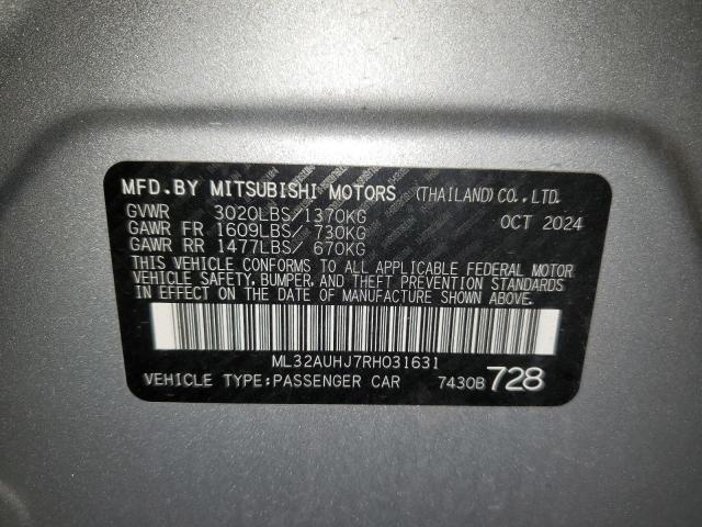 ML32AUHJ7RH031631 - 2024 MITSUBISHI MIRAGE ES GRAY photo 13