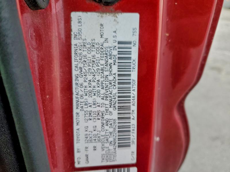 5TEUU42N86Z286288 - 2006 TOYOTA TACOMA ACCESS CAB Bordo fotoğraf 12