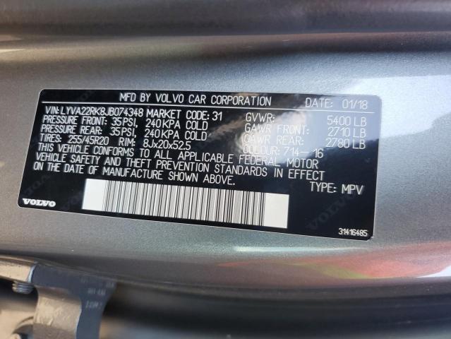 LYVA22RK8JB074348 - 2018 VOLVO XC60 T6 Gümüş foto 13