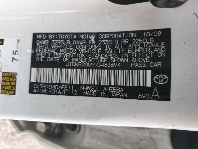 JTDKB20U993483694 - 2009 TOYOTA PRIUS 白色 照片 12