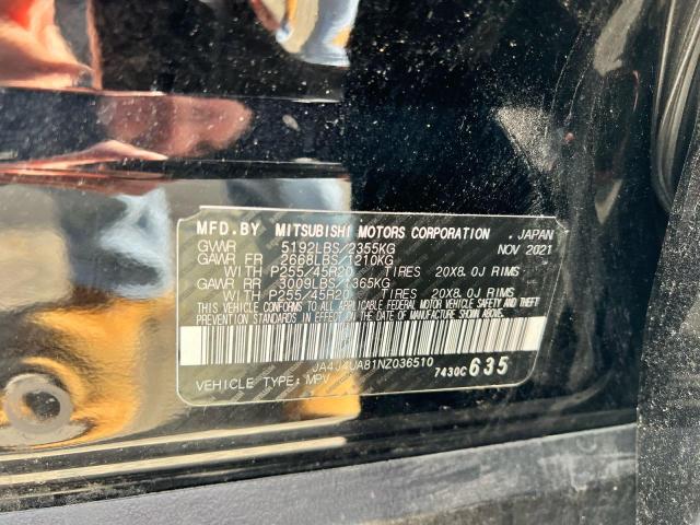 JA4J4UA81NZ036510 - 2022 MITSUBISHI OUTLANDER SE BLACK photo 10