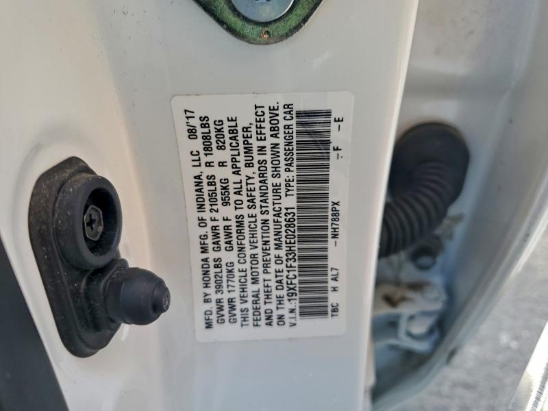 19XFC1F33HE028631 - 2017 HONDA CIVIC EX WHITE photo 12