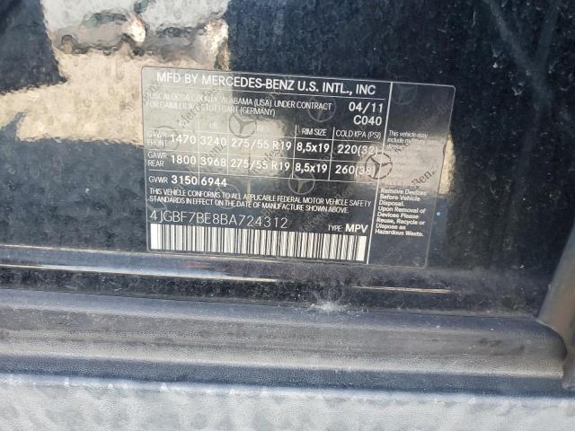 4JGBF7BE8BA724312 - 2011 MERCEDES-BENZ GL 450 4MATIC BLACK photo 13