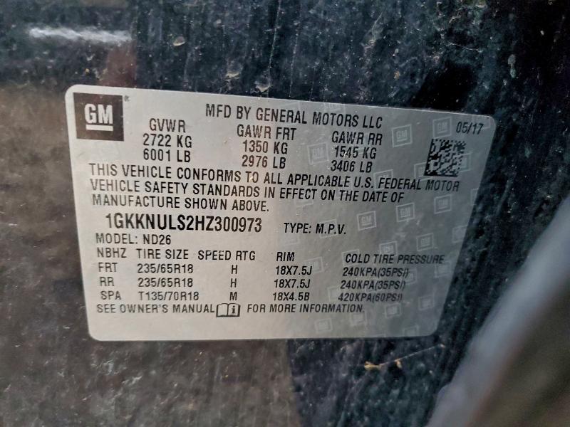 1GKKNULS2HZ300973 - 2017 GMC ACADIA SLT-1 BLACK photo 13