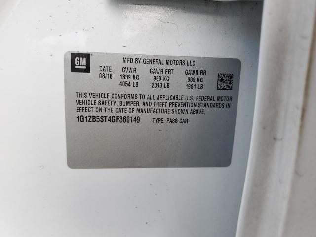 1G1ZB5ST4GF360149 - 2016 CHEVROLET MALIBU LS أبيض صورة 12